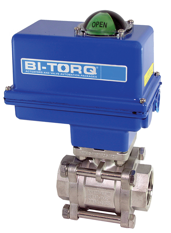 Fire Safe Ball Valve 3 Piece in Stainless Steel with Electric Actuator