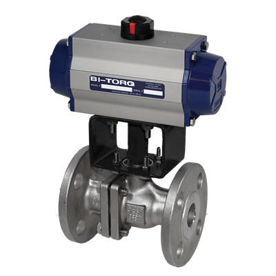 2-Piece Flanged Stainless Steel Ball Valves with Pneumatic Actuator