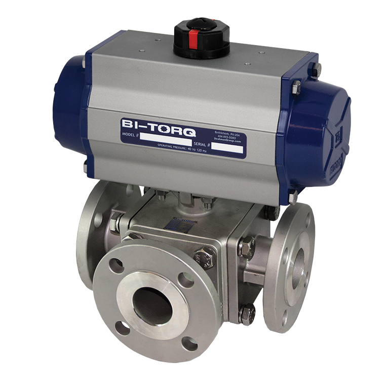 IS-3WF (3-Way SS Flanged) Pneumatic Actuator Ball Valves