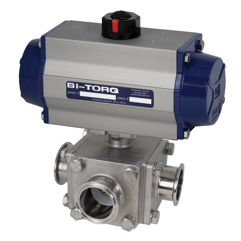IS-3WTC (3-Way Sanitary ) Pneumatic Actuated Stainless Steel Ball Valves